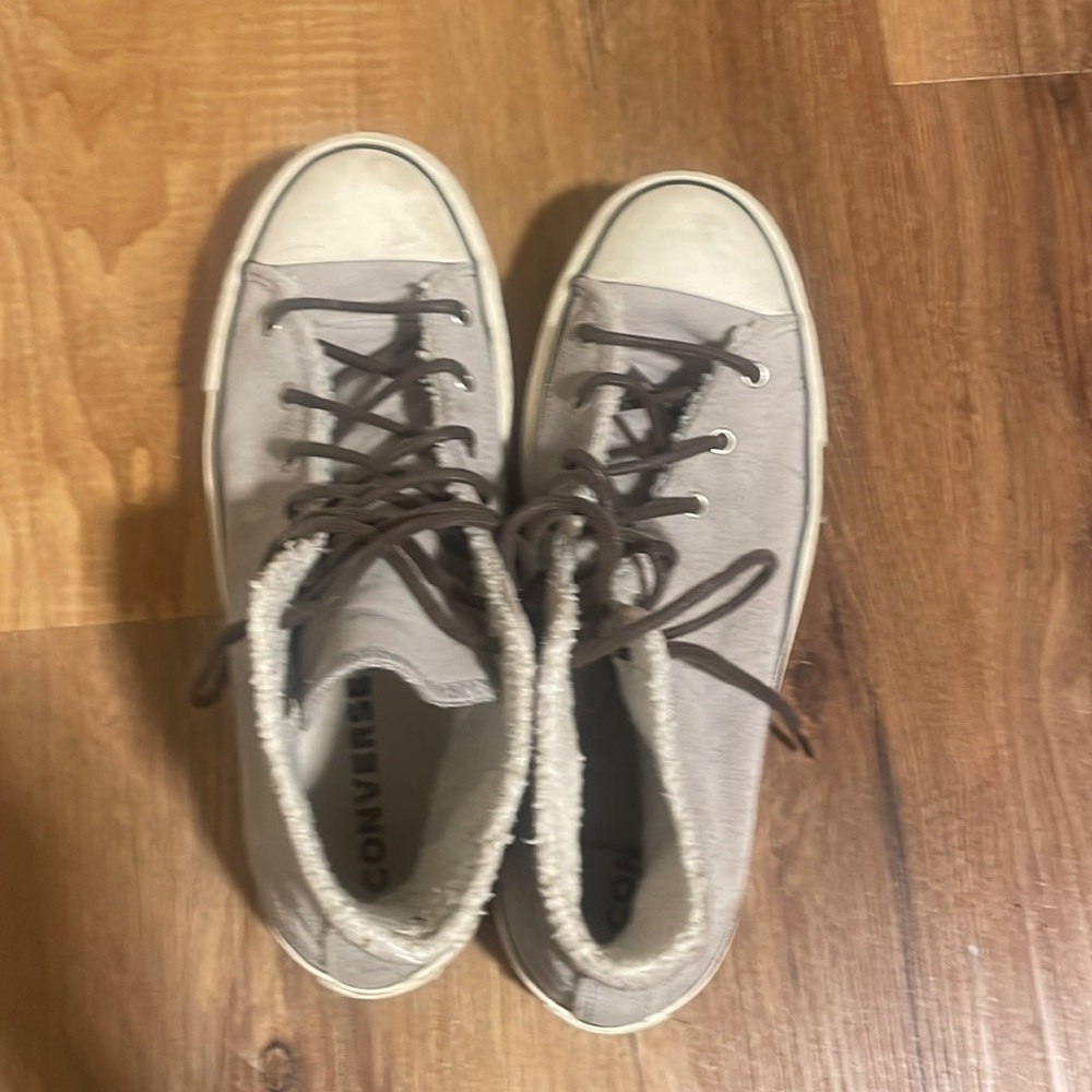 grey cozy fuzzy platform converse